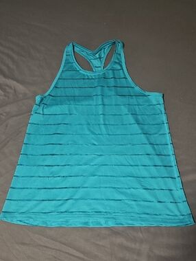 Teal Striped Racerback Workout Tank-
